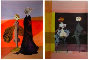 Left: Mother and Daughter 2010 acrylic on paper 76 x 56cm; Right: First Date 2010 acrylic on paper 76 x 56cm