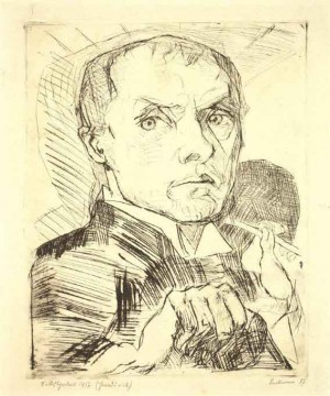 Max Beckmann, Selbstbildnis mit Griffel, 1916, Drypoint, 29.8 x 23.4 cm Max Beckmann, Selbstbildnis mit Griffel, 1916, Drypoint, 29.8 x 23.4 cm